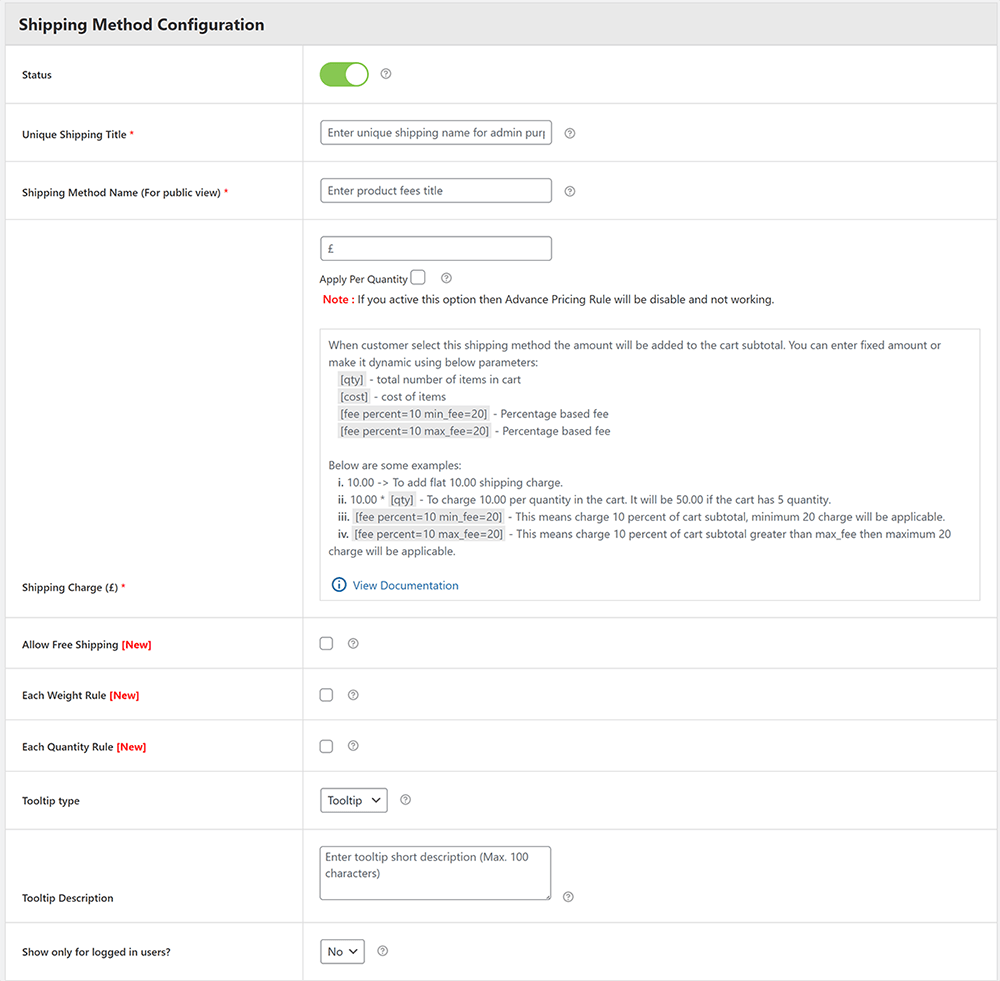 Shipping Method Configuration img 1