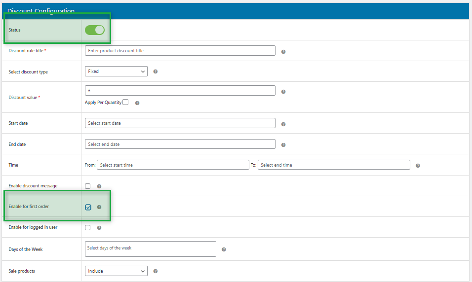 configuration settings