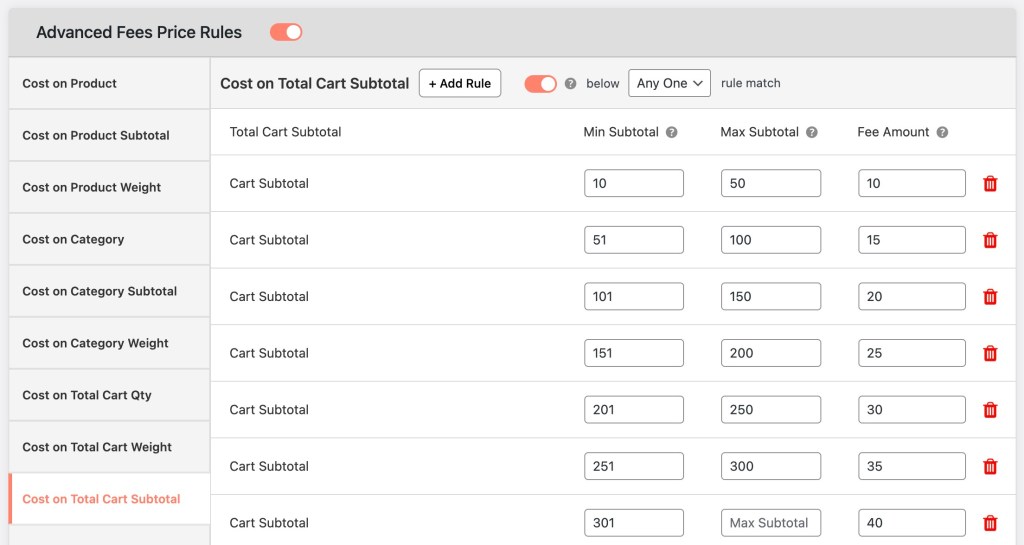 Enable Min/Max Based Checkout Fees