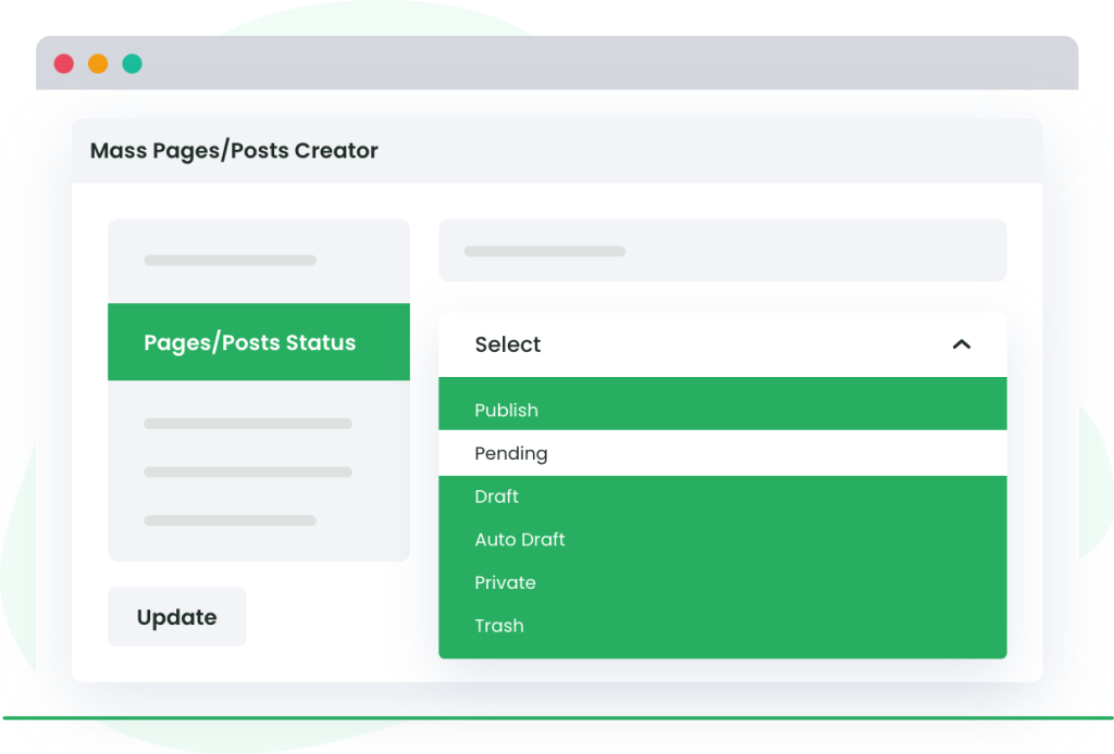 Select the default status for newly generated posts