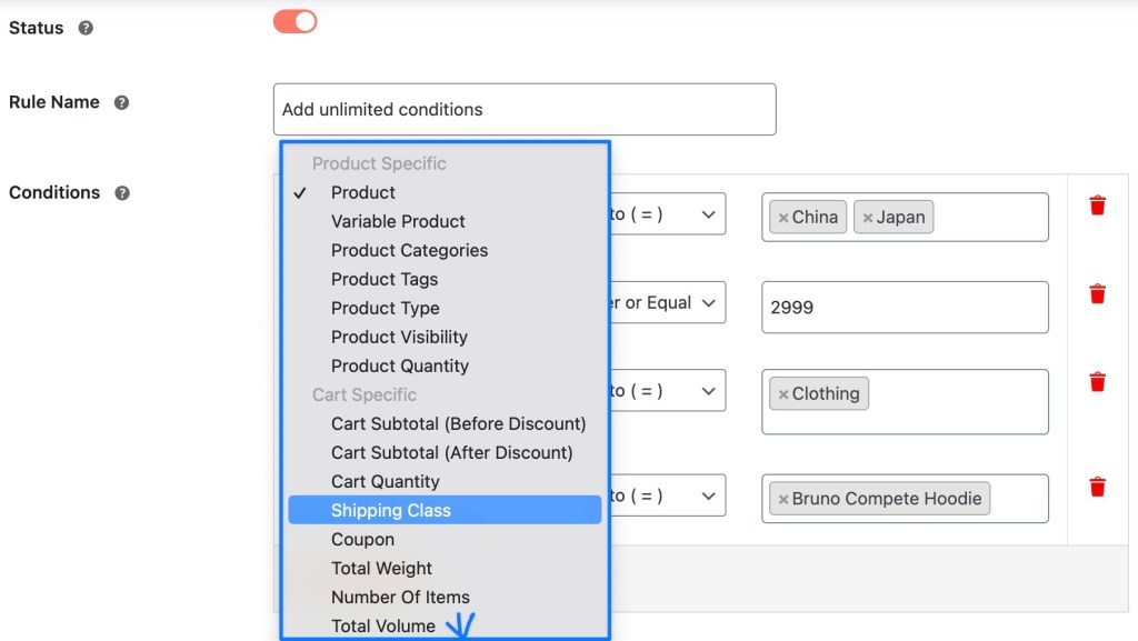 Payment Method Conditional Rules