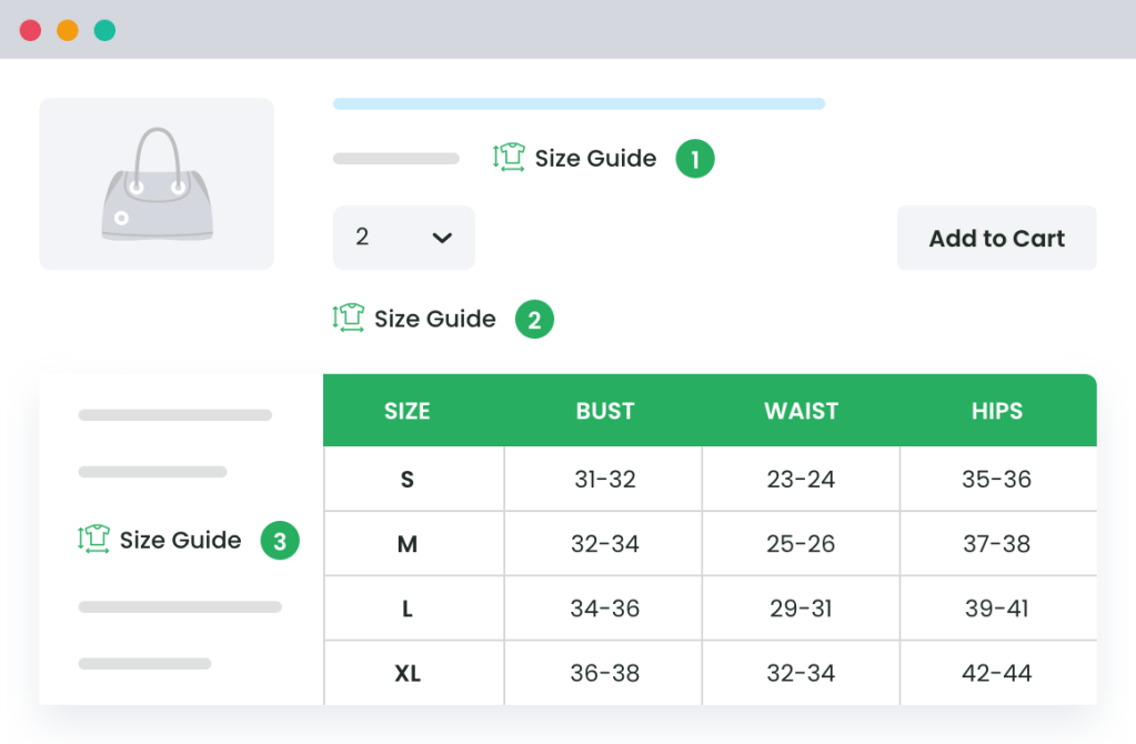 Product Size Charts Plugin for WooCommerce Feature 2