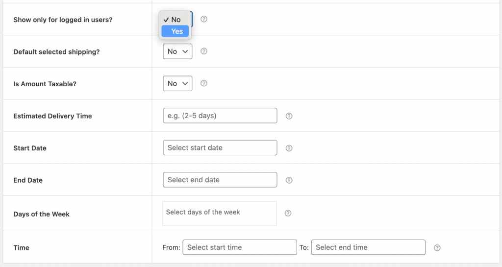 advanced flat rate shipping configure settings