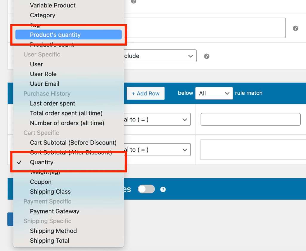 dotstore add conditional rule based on product or cart quantity