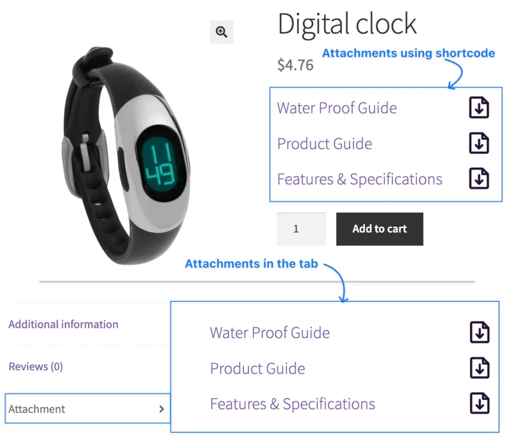 WooCommece Product attachment plugin by Dotstore for detailed product specifications for WooCommerce stores