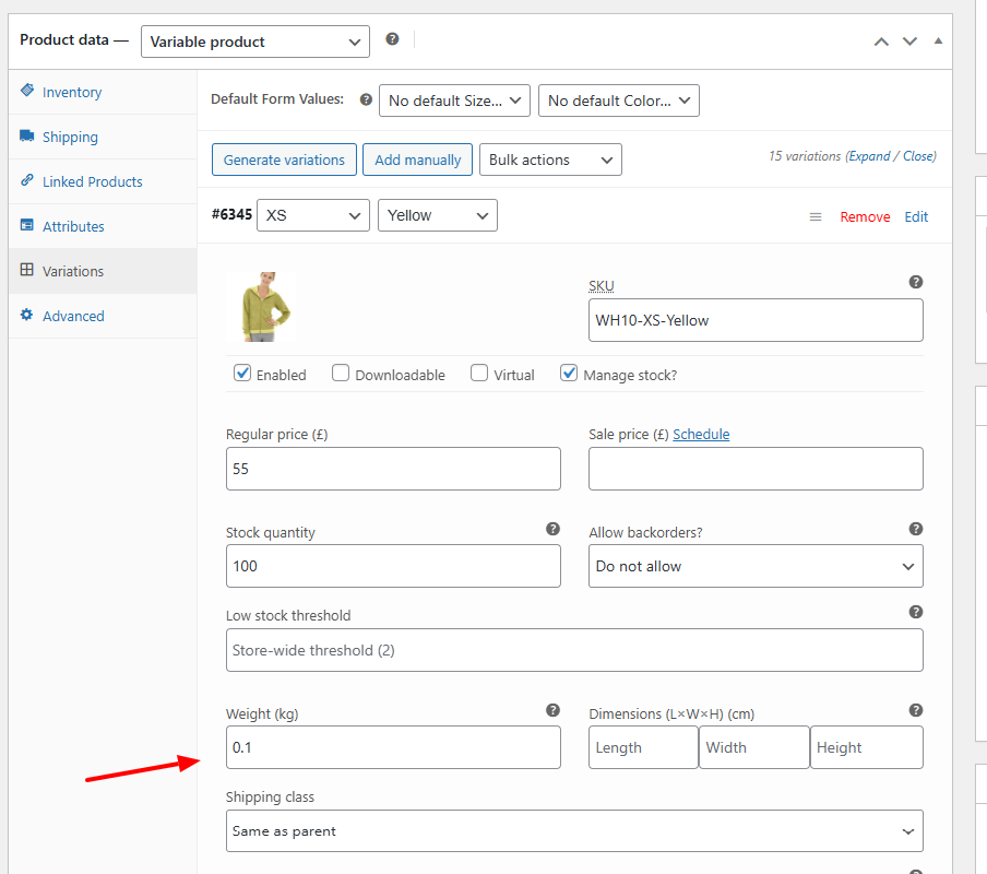 weight based shipping WooCommerce 3