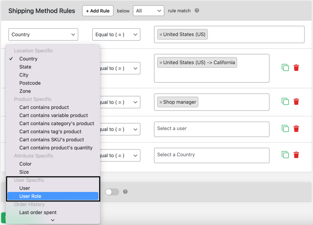 WooCommerce Shipping by User Role in Dotstore Advanced flat rate shipping plugin