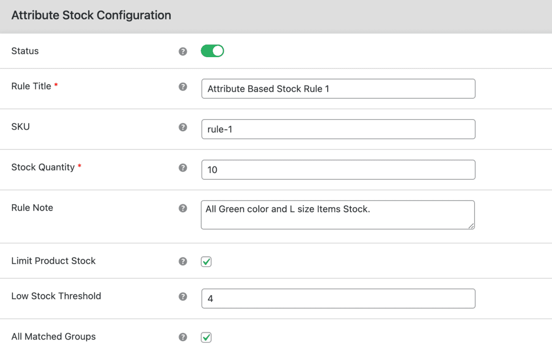 Creating Attribute Stock Rules in WooCommerce