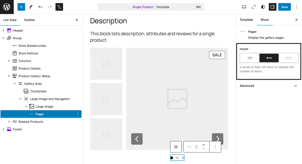 Product gallery block WooCommerce 9.7.1