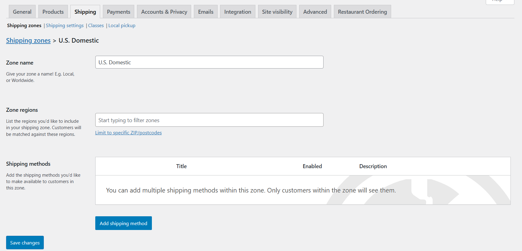 WooCommerce shipping method - free shipping 1