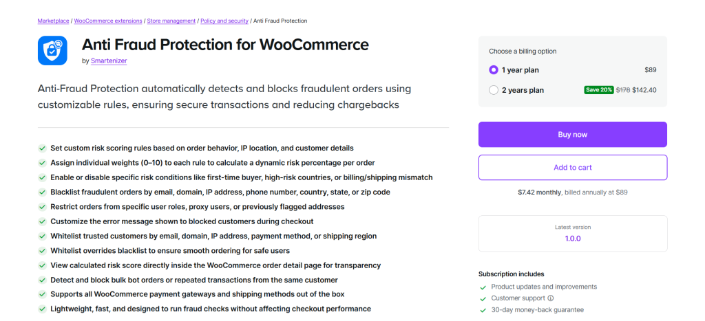 WooCommerce anti fraud plugins -Anti-Fraud-Protection Smartenizer