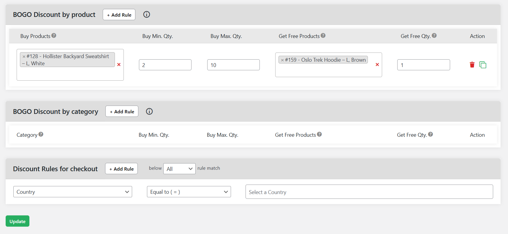 WooCommerce buy X get Y free - BOGO admin 3