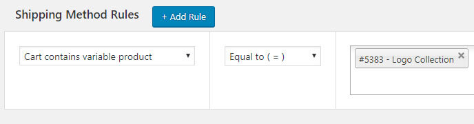 Variable product specific shipping rule