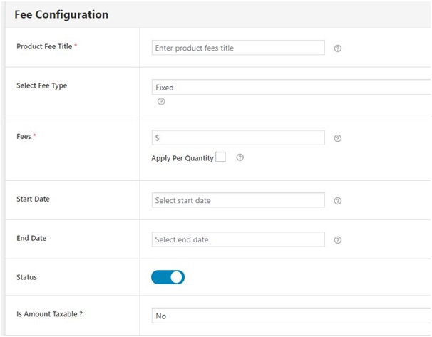 Fee Configuration Form - WooCommerce Conditional Product Fees for Checkout Plugin