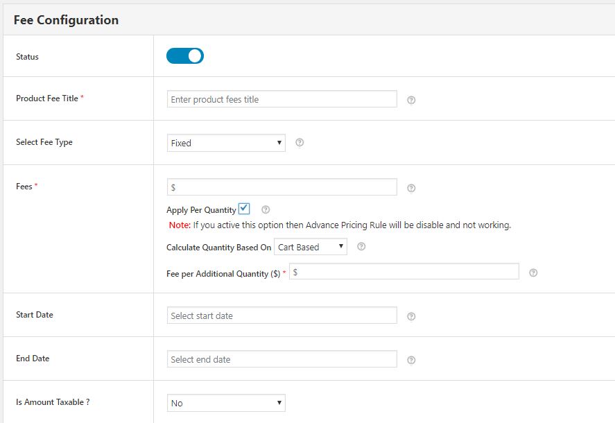 Fee Configuration Form for Adding Payment Gateway Based Extra Fee to Your wooCommerce Store