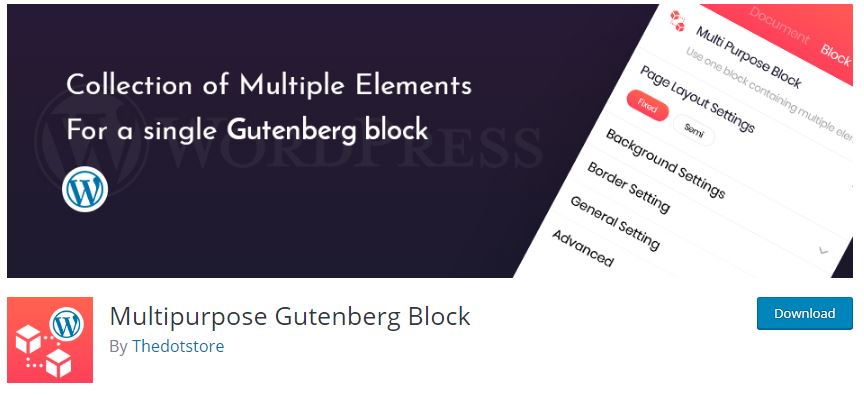 WordPress Plugin in the WP Plugin directory - Multipurpose Gutenberg Block