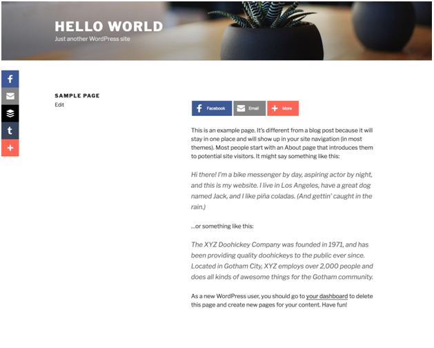 A Sample Page of your WordPress Website