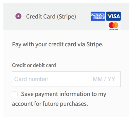 Figure 3 - Credit Card via Stripe - Testing the Configured Setup