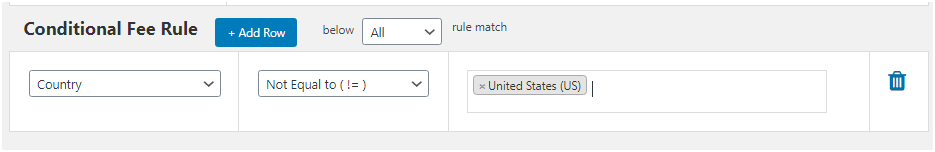 Figure 3: Adding Conditional Fee Rule related to Country while applying extra fee