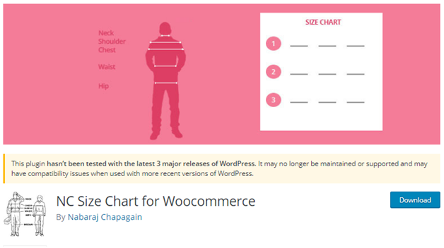 Plugin 14 - NC Size Chart for WC By Nabaraj Chapagain - one of Top 15 WC size guide plugins