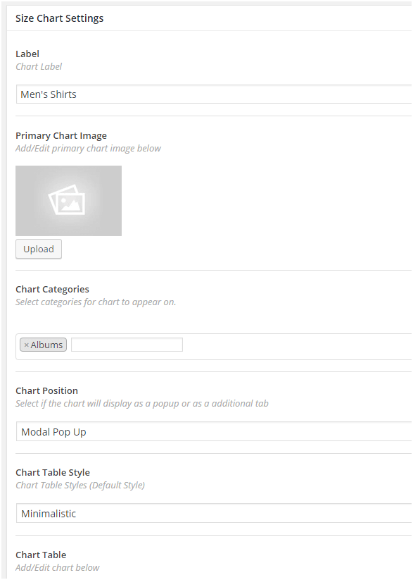 Figure 10 - Chart settings that you may want to change