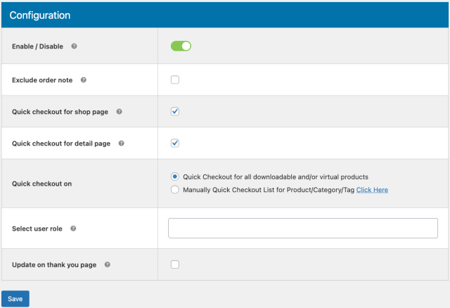 Configuration settings